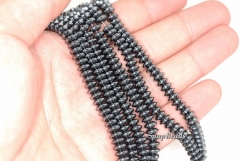 Noir Black Hematite Gemstone Black Rondelle Saucer Slice 6x3mm Loose Beads 16 inch Full Strand (90147086-340)