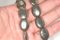 20x15mm Palazzo Iron Pyrite Gemstone Oval 20x15mm Loose Beads 7.5 inch Half Strand (90144882-415)