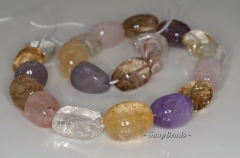 23x18-14x12mm Amethyst Citrine Rose Smoky Rock Crystal Mix Quartz Gemstone Nugget Loose Beads 7.5 inch Half Strand (90191062-B37