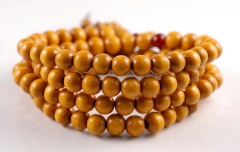 108PCS 8mm Yellow Sandalwood Painted Beads Prayer Buddha Mala Meditation Beads Round Loose Beads BULK LOT (90182984-399)