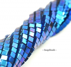 6mm Hematite Gemstone Blue Square Cube 6x6mm Loose Beads 7.5 inch Half Strand (90187858-338)