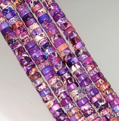 6x3mm Imperial Jasper Gemstone Purple Heishi Slice Rondelle Loose Beads 7.5 inch Half Strand (90143775-179)