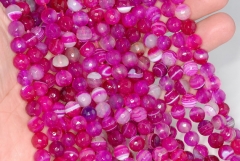 8mm Cherry Agate Gemstone Pink Red Swirls Faceted Round 8mm Loose Beads 15 inch Full Strand (90148312-444)