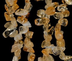 22x10-16x8mm Citrine Quartz Gemstone Grade A Pebble Nugget Loose Beads 7.5 inch Half Strand (90191521-B42-593)