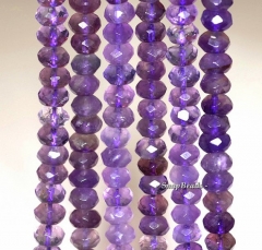 4x3mm Royal Dark Amethyst Gemstone Faceted Rondelle 4x3mm Loose Beads 7.5 inch Half Strand (90191993-341)