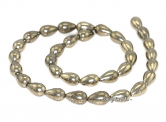 12x8mm Palazzo Iron Pyrite Gemstone Teardrop 12x8mm Loose Beads 7.5 inch Half Strand (90144992-408)