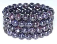 9-10MM Natural Lepidolite Gemstone Grade AA Dark Purple Round Loose Beads 7 inch Half Strand (80000360-783)