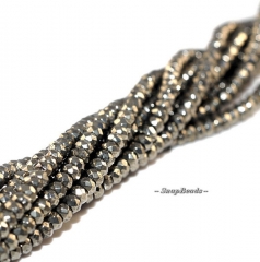 4x3mm Palazzo Iron Pyrite Gemstones Grade AA Micro Faceted Rondelle Loose Beads 5 inch (90106996-147)