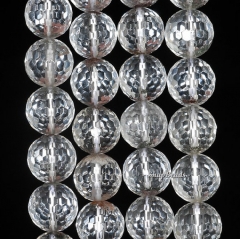 12mm Phantom Quartz Gemstone Faceted Round Loose Beads 7.5 inch Half Strand (90191443-B5-511)