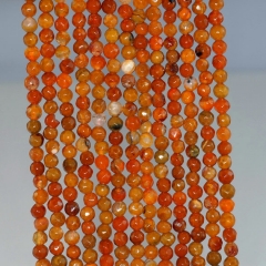 4mm Fire Agate Gemstone Red Brown Faceted Round Loose Beads 15 inch Full Strand (90183802-364)