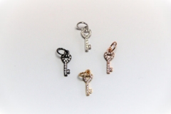 CZ Micro Pave 6x20mm Key Charm with Jump Ring