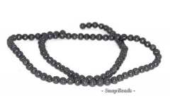 6mm Black Volcanic Basaltic Lava Gemstone Round 6mm Loose Beads 16 inch Full Strand (90114615-205)