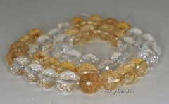 10mm Citrine Rock Crystal Mix Quartz Gemstone Faceted Round Loose Beads 7.5 inch Half Strand (90144267-B28-549)