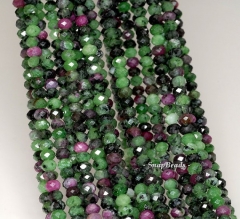 Ruby Zoisite Gemstone Grade A Faceted Rondelle 4x2.5mm Loose Beads 15.5 inch Full Strand (90181582-107-3g)