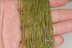 1.5mm Lemon Grass Jade Gemstone Tube Yellow Green 1.5mm Loose Beads 14 inch Full Strand (90143412-B9-A)