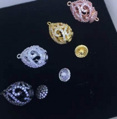 2pcs 30-40mm Micro Pave Diamond Connector, Pave Diamond CZ Connector Jewelry Round Drop Rice Jewelry