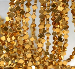 6mm Gold Hematite Gemstone Diamond Square 6x6mm Loose Beads 16 inch Full Strand (90185606-842)