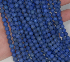 8mm Matte Lapis Lazuli Gemstone Garde A Blue Round Loose Beads 15.5 inch Full Strand (90183219-276)