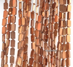 8x4mm Rose Gold Hematite Gemstone Flat Prism Loose Beads 16 inch Full Strand (90185745-840)