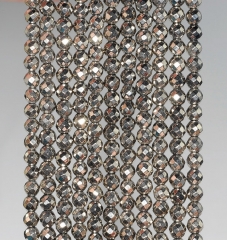 3mm Titanium Hematite Pyrite Tone Gemstone Faceted Round 3mm Loose Beads 16 inch Full Strand (80000373-784)
