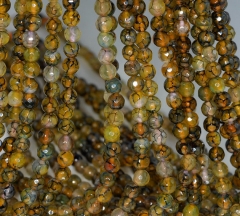 6mm Crackled Agate Gemstone Yellow Faceted Round Loose Beads 15 inch Full Strand (90183853-365)
