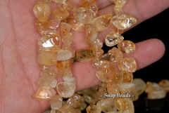 22x10-16x8mm Citrine Quartz Gemstone Grade A Pebble Nugget Loose Beads 7.5 inch Half Strand (90191521-B42-593)