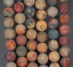 12mm Picasso Jasper Gemstone Matte Brown Round Loose Beads 7.5 inch Half Strand (90185344-879)