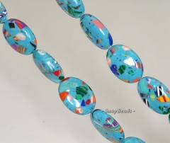 Matrix Turquoise Gemstone Blue Mosaic Oval 20x15mm Loose Beads 7 inch Half Strand (90145255-212)