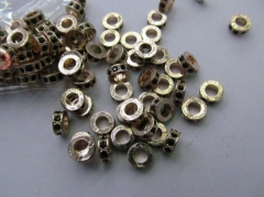 100pcs 8 10mm Micro Pave CZ Pandora Large Hole Beads, Rondelle Micro Pave Crystal Balck Gunmetal Fin