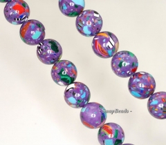 12mm Matrix Turquoise Gemstone Purple Mosaic Round 12mm Loose Beads 7 inch Half Strand (90145294-211)
