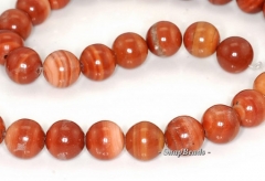 10mm Red Zebra Jasper Gemstone Red Brown Stripe Round 10mm Loose Beads 15.5 Inch Full Strand (90145241-213)