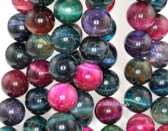 16mm A Night Safari Tiger Eye Gemstone Rainbow Multicolor Round Loose Beads 7inch Half Strand (90181651-167)