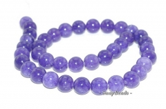 10mm Purple Blue Jade Gemstone Purple Blue Round 10mm Loose Beads 15 inch Full Strand (90112995-435)