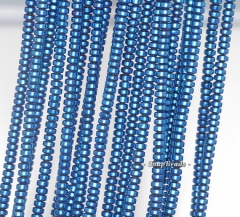 3x2mm Blue Hematite Gemstone Blue Rondelle Heishi 3x2mm Loose Beads 16 inch Full Strand (90188980-149a)