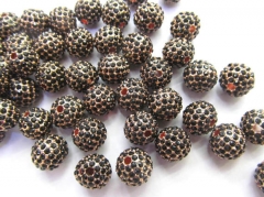 High Quality 100pcs 6-14mm,Bling Micro Pave Crystal Shamballa Ball beads, Micro Pave Hematite Black 