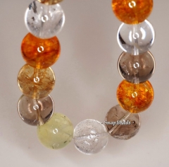 14mm Citrine Prehnite Smoky Rock Crystal Mix Quartz Gemstone Round Loose Beads 7.5 inch Half Strand (90191182-B28-548)