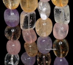23x18-14x12mm Amethyst Citrine Rose Smoky Rock Crystal Mix Quartz Gemstone Nugget Loose Beads 7.5 inch Half Strand (90191062-B37