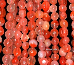 6mm Carnelian Agate Gemstone, Red, Grade AA, Nugget Pebble 8mm-6mm Loose Beads 16 inch Full Strand (90147890-141)
