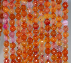 6mm Crackled Agate Gemstone Peach Faceted Round Loose Beads 15 inch Full Strand (90183883-366)