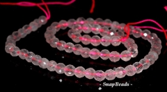 6mm Rose Quartz Gemstone Faceted Round Loose Beads 7.5 inch Half Strand (90144242-B25-544)