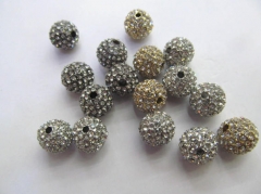 20pcs Bling Micro Pave Crystal black silver gold Shamballa Ball beads, Micro Pave Hematite Findings Charm, Round Ball connector