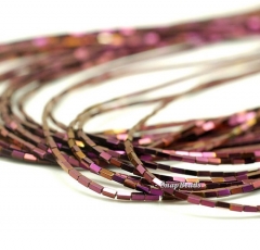 3x1mm Titanium Purple Hematite Gemstone Square Tube 3x1mm Loose Beads 15.5 inch Full Strand (90188632-335)