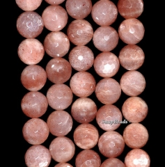 Full strand 16" Orange Moonstone Gemstone Orange Faceted Round  Loose Beads  10 12 14mm