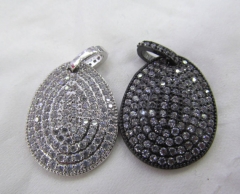 6pcs 18-28mm Micro Pave Diamond Pendant , Pave Diamond CZ Connector Jewelry Teardrop Drop Gunmetal Jewelry Focal Bead