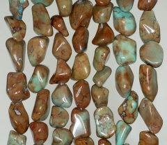 9x7-16x10mm Turquoise Gemstone Brown Blue Nugget Pebble Chips Loose Beads 16 inch Full Strand (90186239-823)