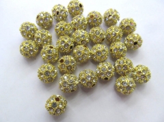 wholesale 50cs 8-12mm Bling Micro Pave Crysta Shamballa Ball beads, Micro Pave Hematite Gold Findings Charm, Round Ball Spacer