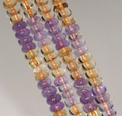 8x4mm Amethyst Citrine Mix Quartz Gemstone Rondelle Loose Beads 7.5 inch Half Strand (90144179-B32-561)