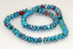 Matrix Turquoise Gemstone Blue Mosaic Rondelle Donut 8x5mm Loose Beads 7 Inch Half Strand (90145262-212)