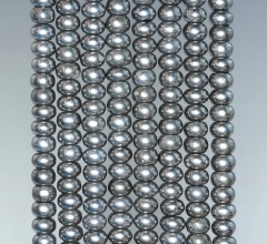 6x4mm Titanium Silver Iron Pyrite Gemstone Rondelle Loose Beads 15.5 inch Full Strand (90183781-404)
