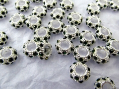 15%off--100pcs 8-12mm Micro Crystal Pave Rondelle Greey Crystal Silver Jewelry Spacer Jewelry beads